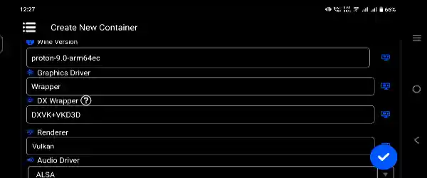 Winlator Ludashi Container Setting